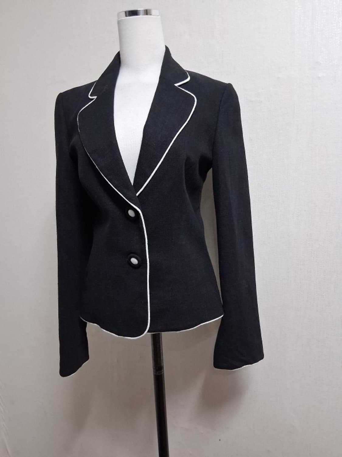 로라 애슐리 여성 춘추 린넨쟈켓 흰선라인배색 블랙숏쟈켓 4455 상품이미지1