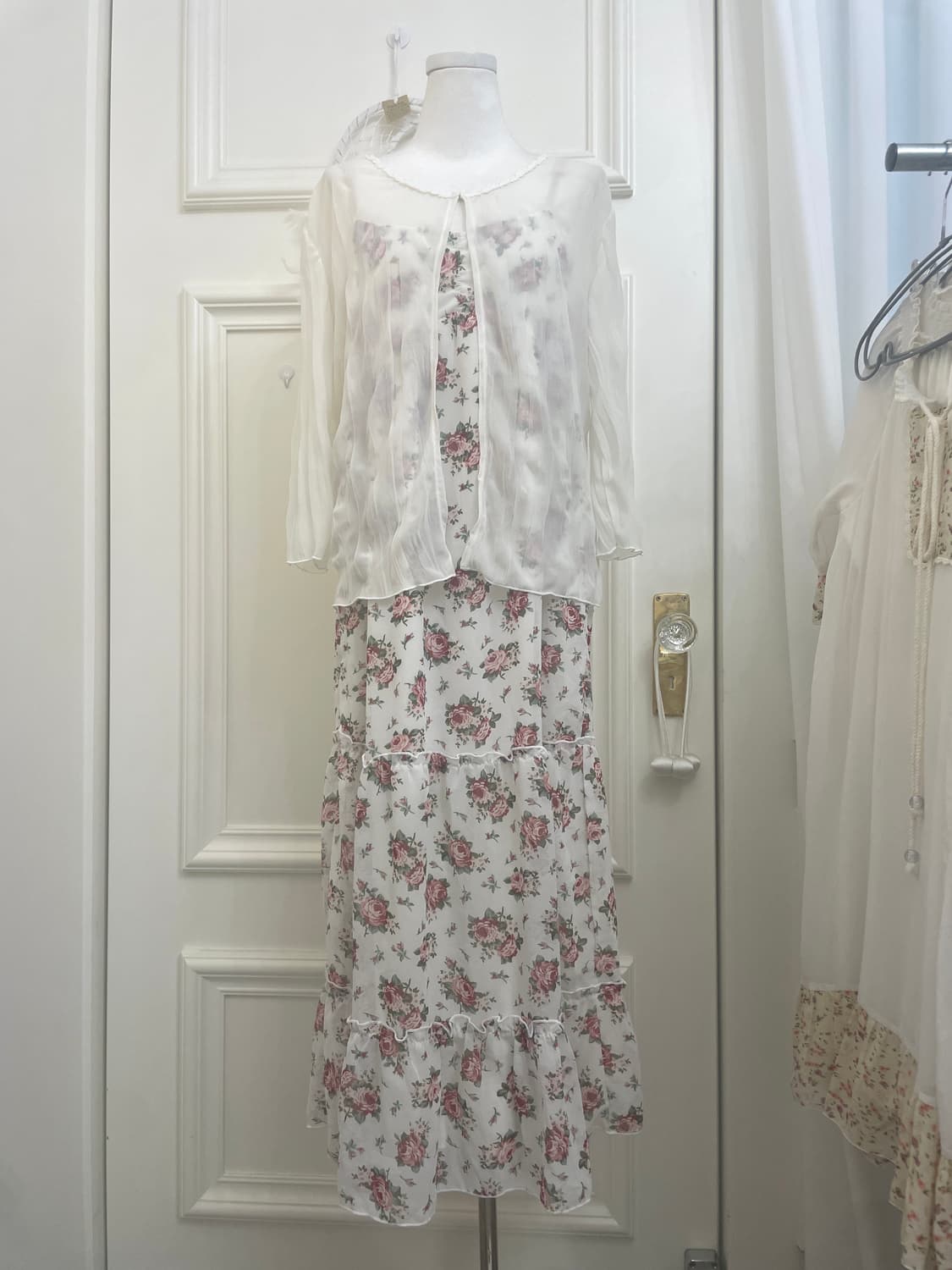 white rose print summer long opc(size-M) 상품이미지10