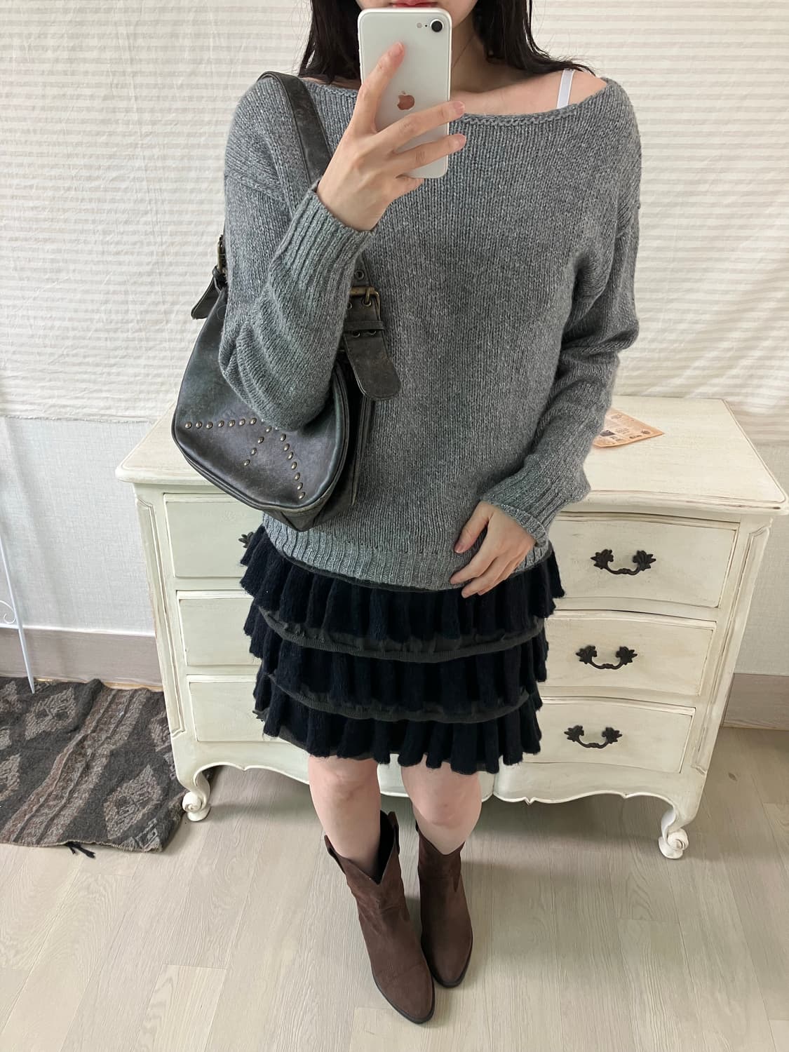 jpn vintage 차콜 니트 y2k 스트릿 갸루 펑키  상품이미지3