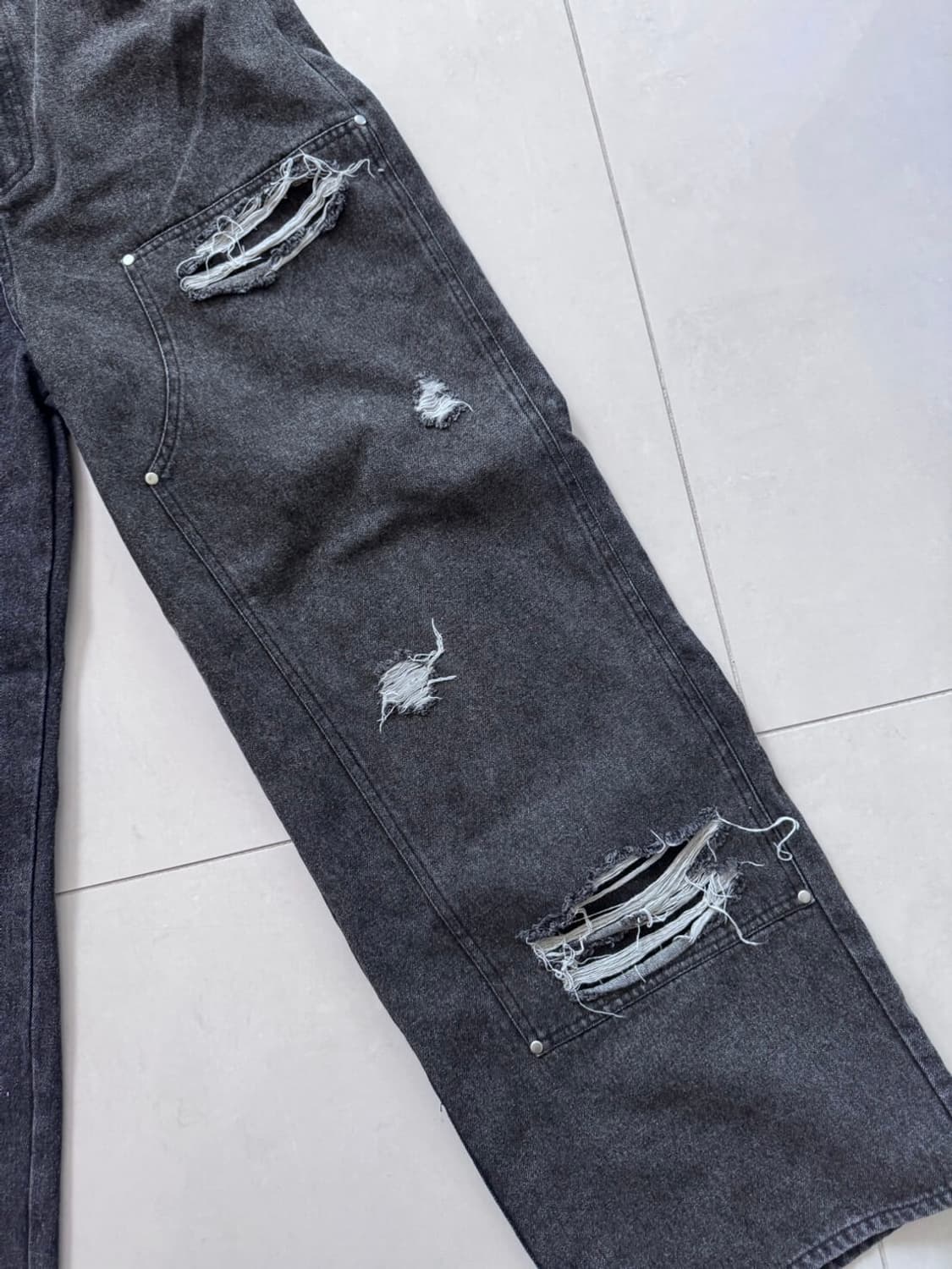 Double Knee Denim Wide Pants 상품이미지10