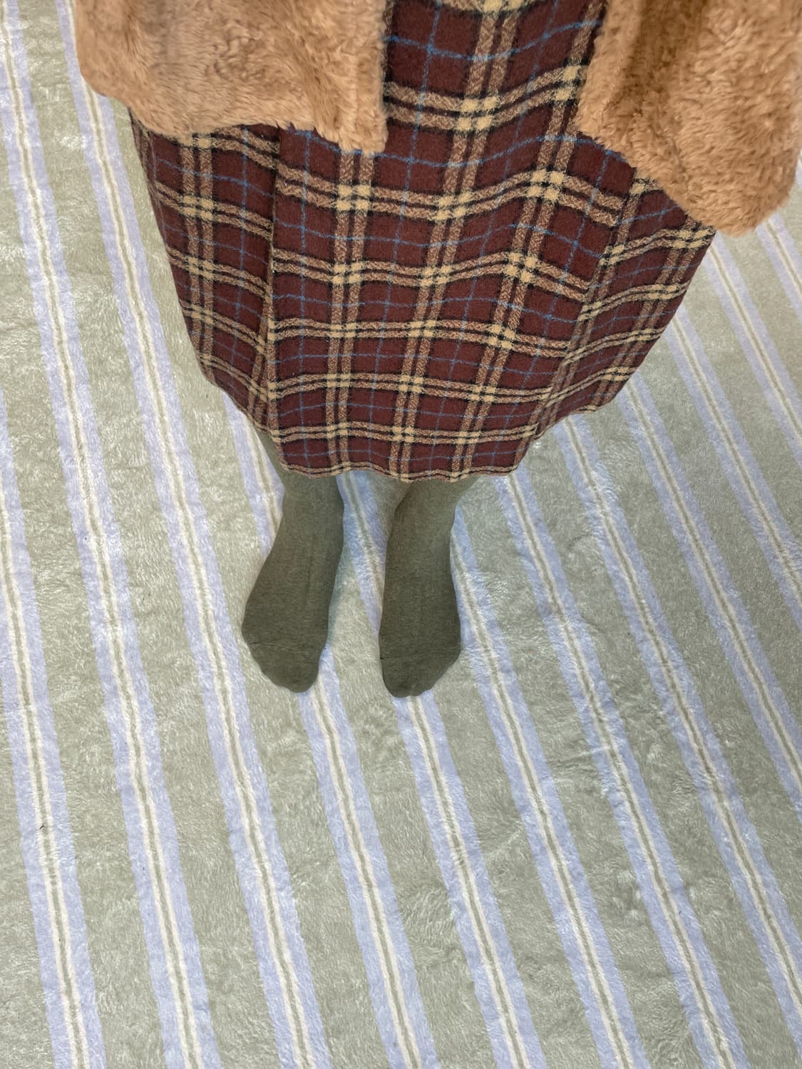 일본 빈티지 체크 스커트 브라운 상품이미지2