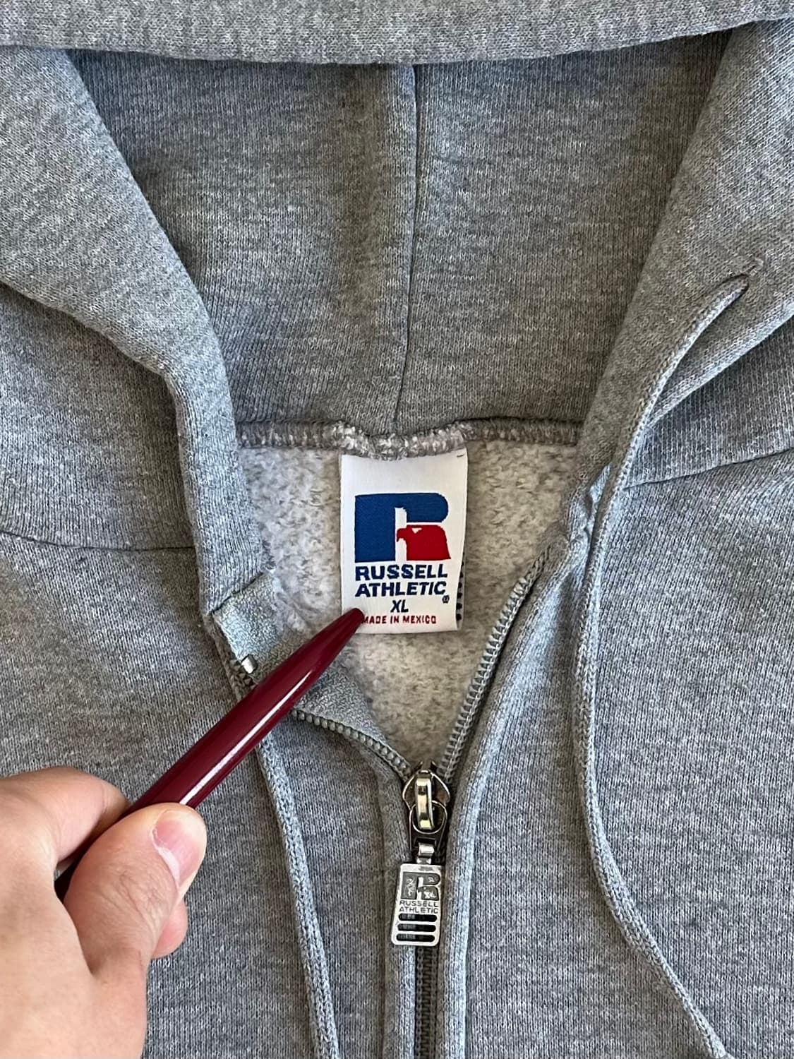 90s 빈티지 러셀 후드집업 그레이 XL 상품이미지6