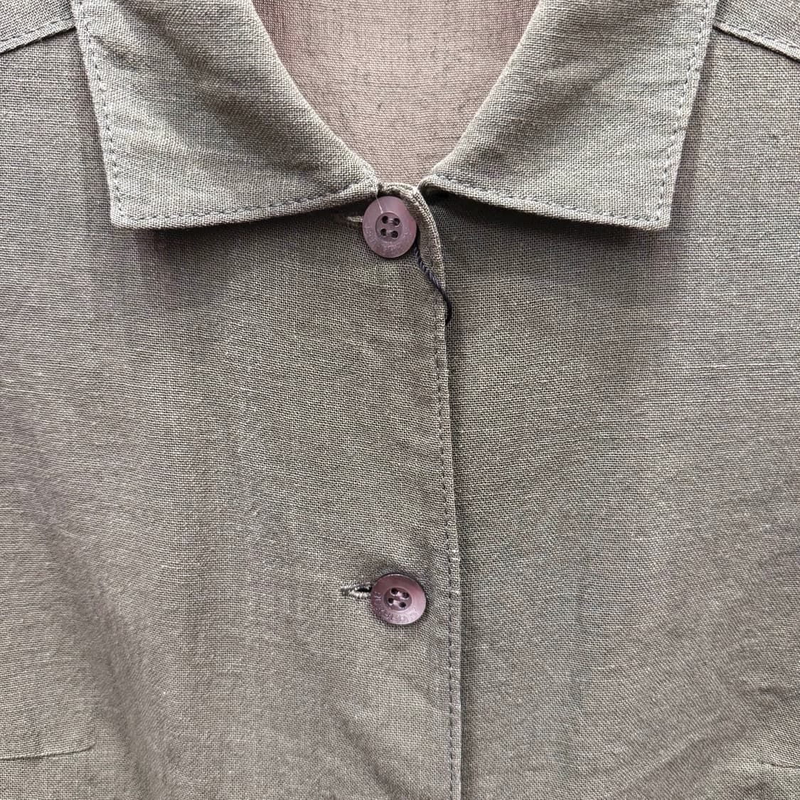 버버리 런던 반팔 셔츠 린넨 버튼 디테일 슬림핏 카키 그린 상품이미지6