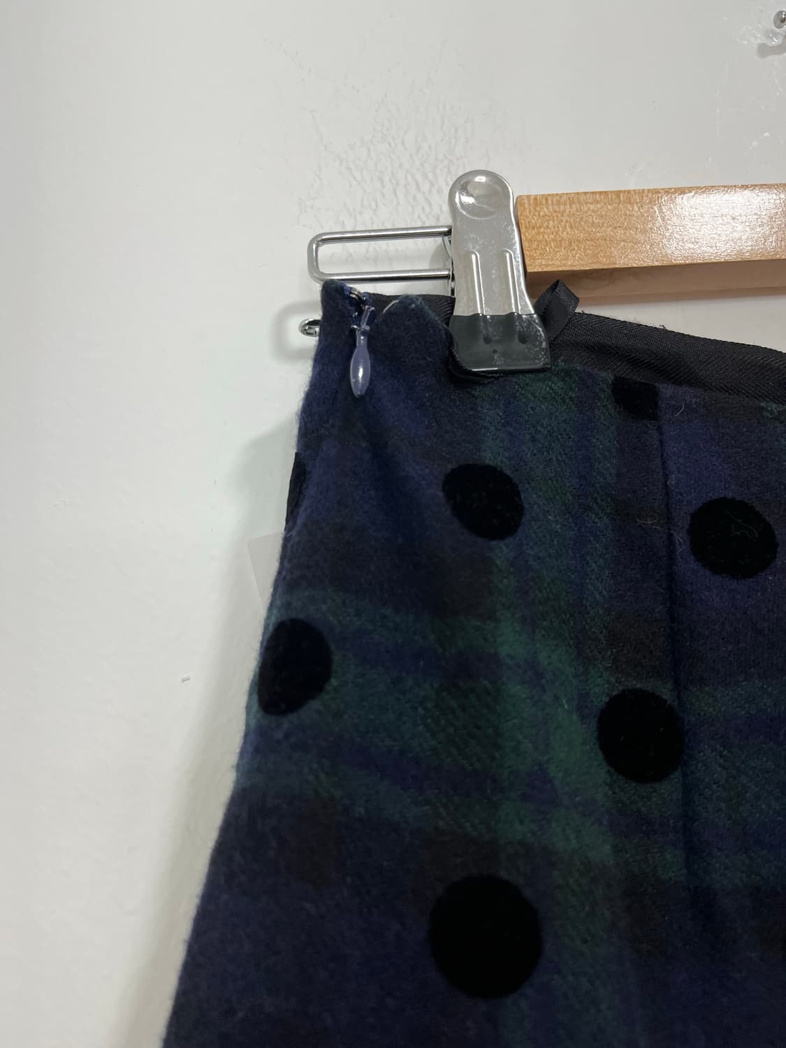 일본 빈티지 체크 도트 패턴 핀턱 미디스커트 상품이미지7