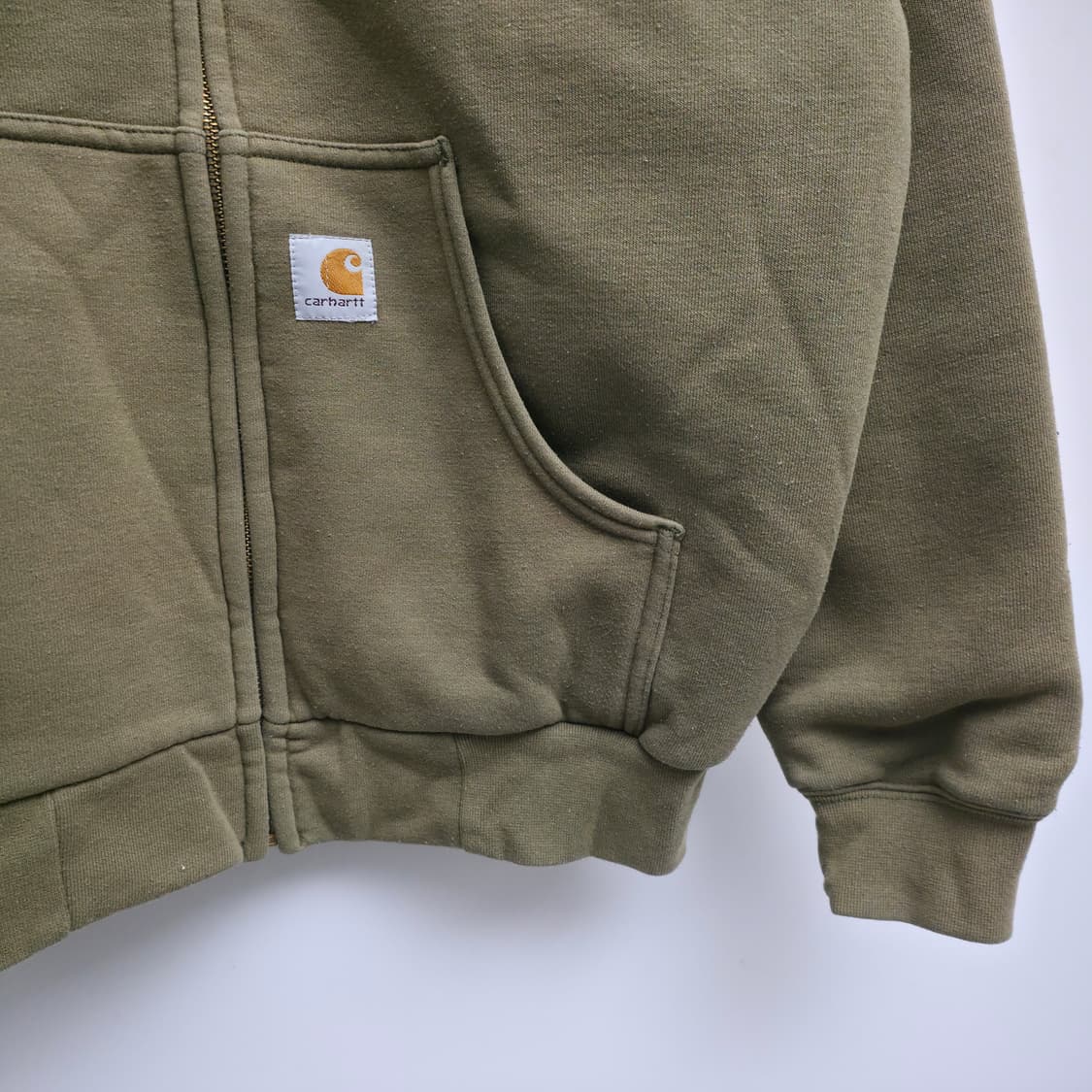 [L] 90's 칼하트 써멀 후드 집업 올리브 그린 상품이미지4
