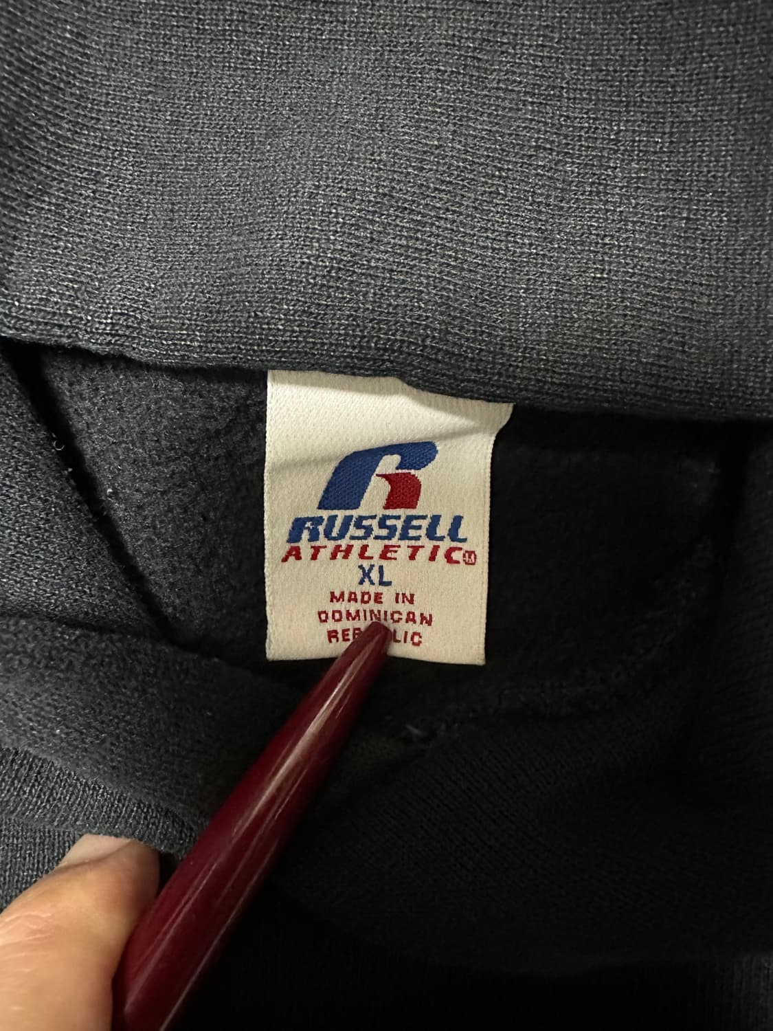 00s 빈티지 러셀 후드 블랙 XL 디스트레스드 상품이미지9