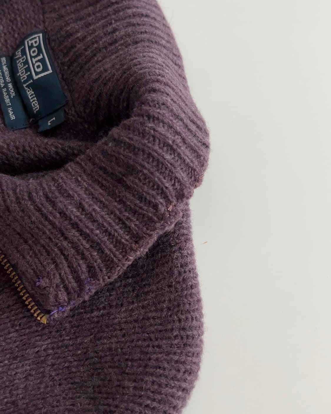 폴로 랄프로렌 메리노울 앙고라 반집업 니트 L 상품이미지3