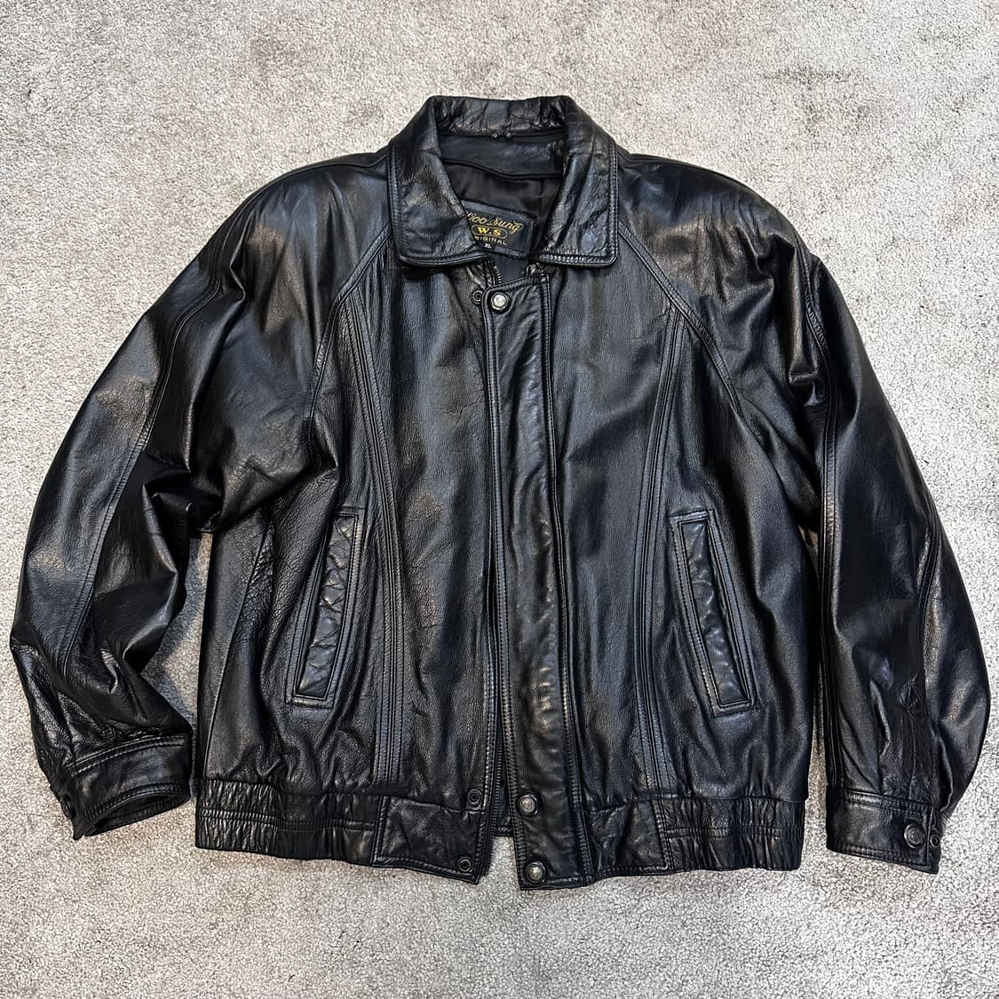 빈티지 블랙 소가죽 봄버 자켓XL 상품이미지1