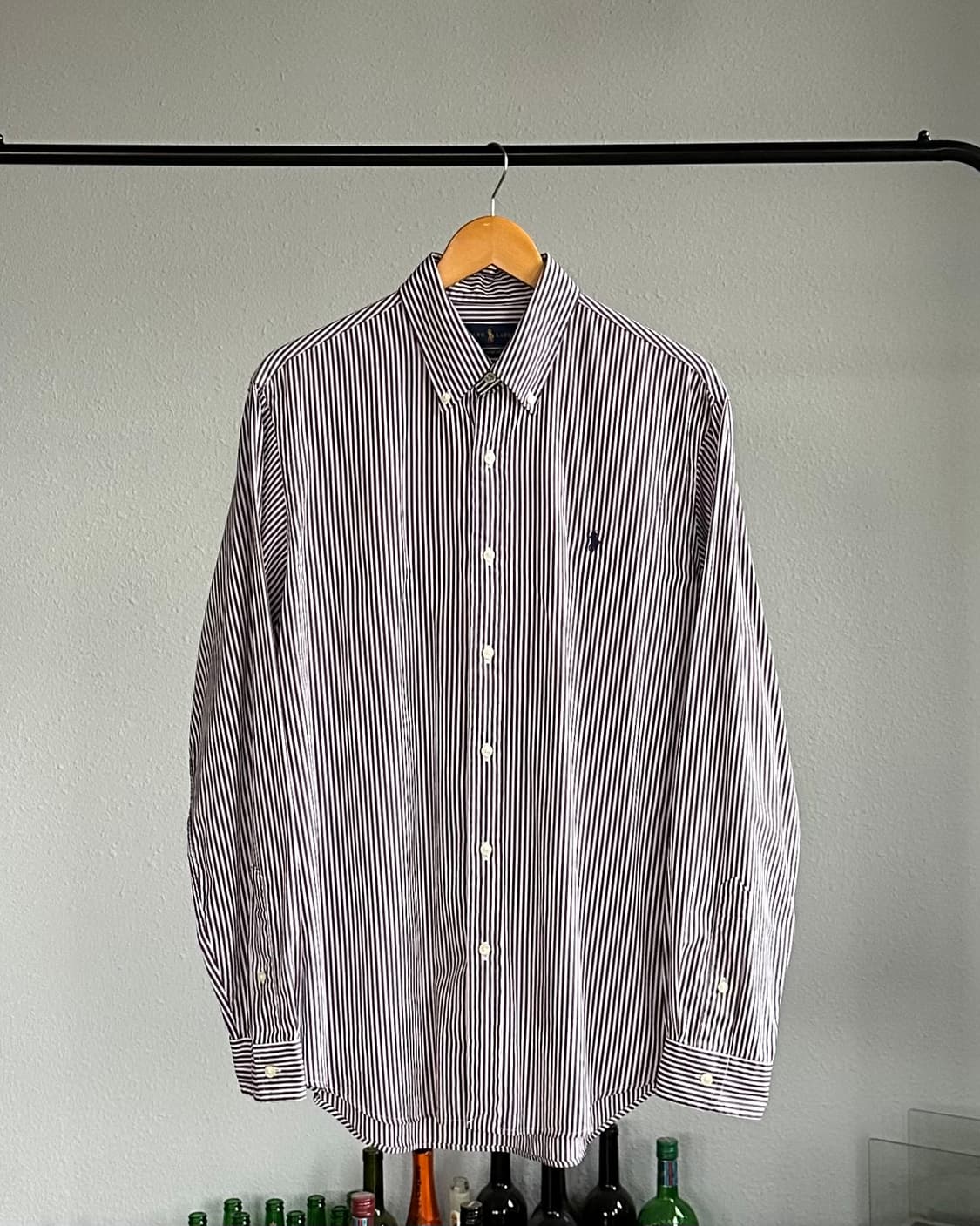 [L]폴로 랄프로렌 클래식핏 브라운 스트라이프 포플린 셔츠 상품이미지1