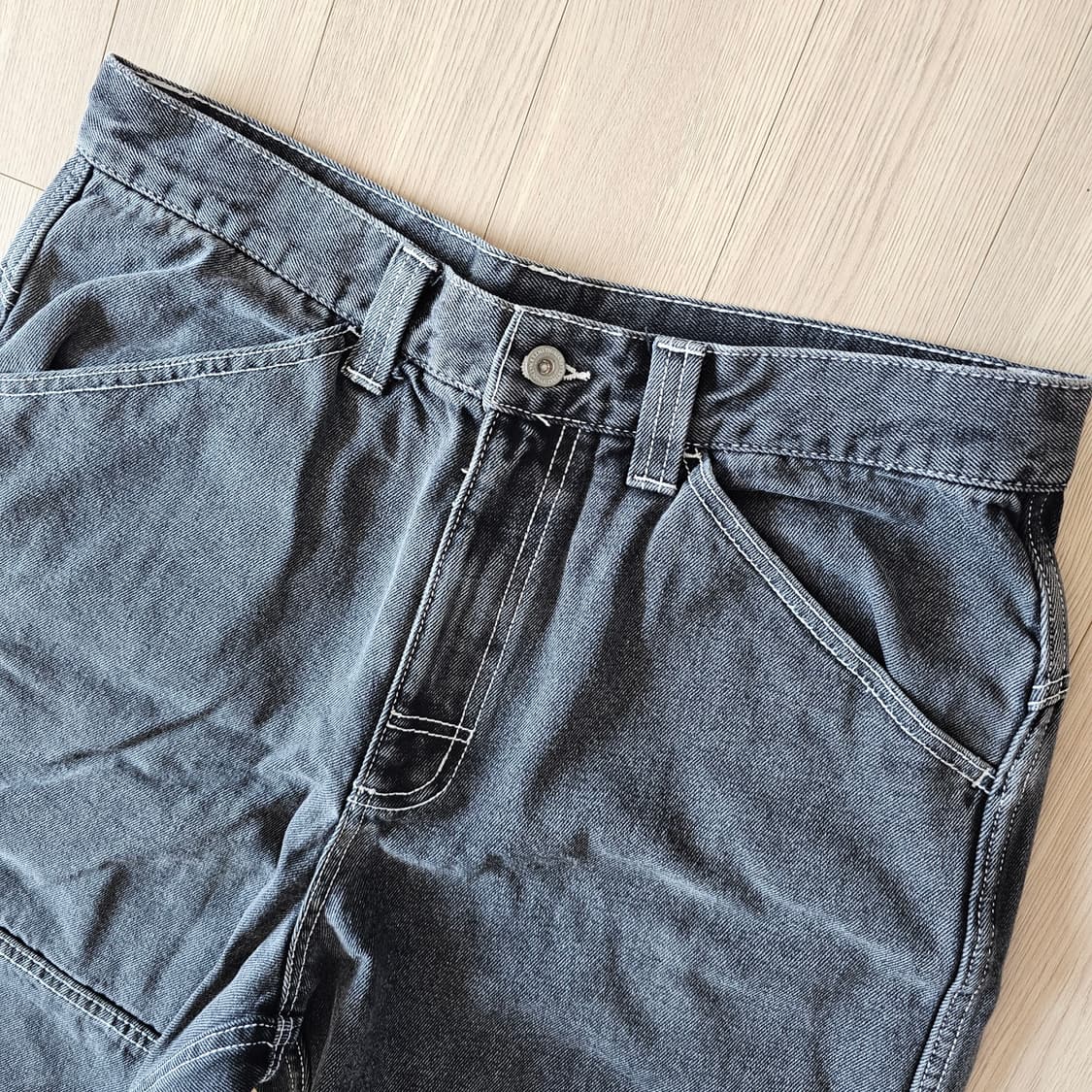 33 34 L 디스이즈네버댓 스티치 블랙 와이드 청바지 (길이수선)3회착 상품이미지7