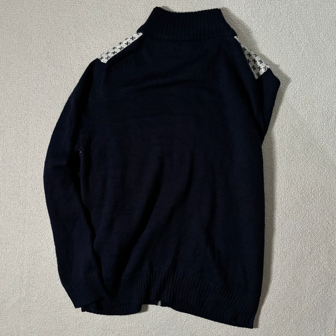 일본빈티지 TAKA Q 노르딕 패턴 네이비 니트집업 상품이미지5