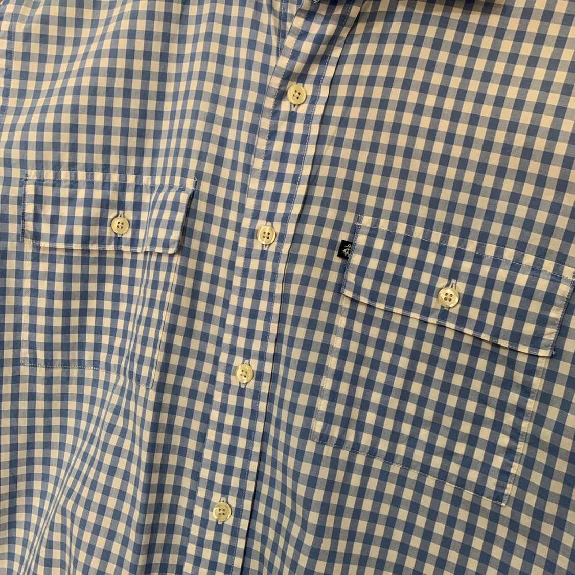 M 브룩스브라더스 슬림핏 깅엄 체크 더블 포켓 반팔 셔츠 남방 상품이미지3