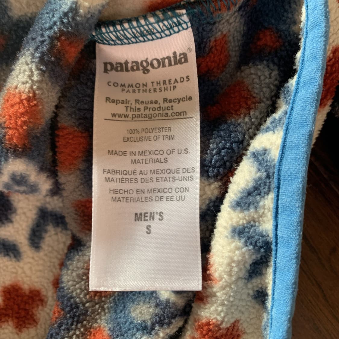 15FW 파타고니아 신칠라 스냅T 패턴 플리스 아이보리/네이비 상품이미지5