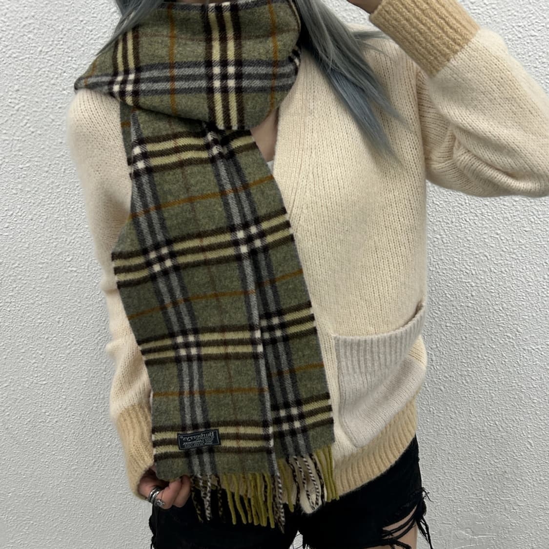 버버리 그린 노바체크 램스울 머플러 상품이미지2
