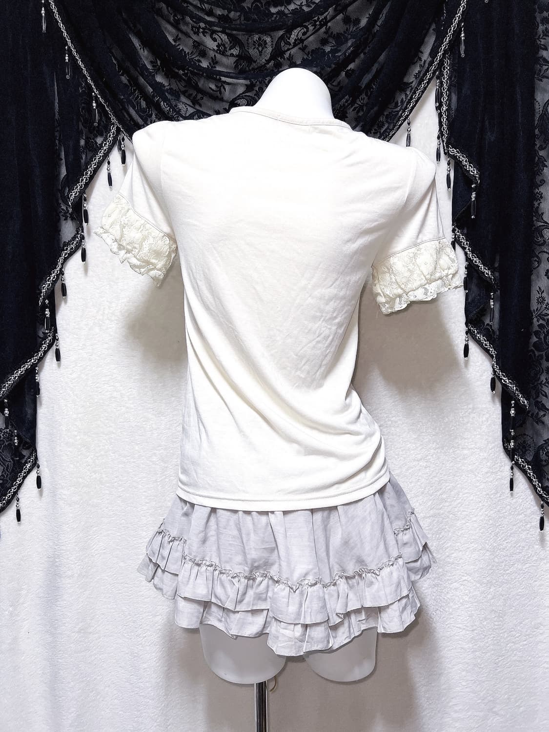 엑팜깔 로맨틱갸루 레이스 프릴 로걀탑 라떼 달천깔 러블리 핀터 모리걸 상품이미지6