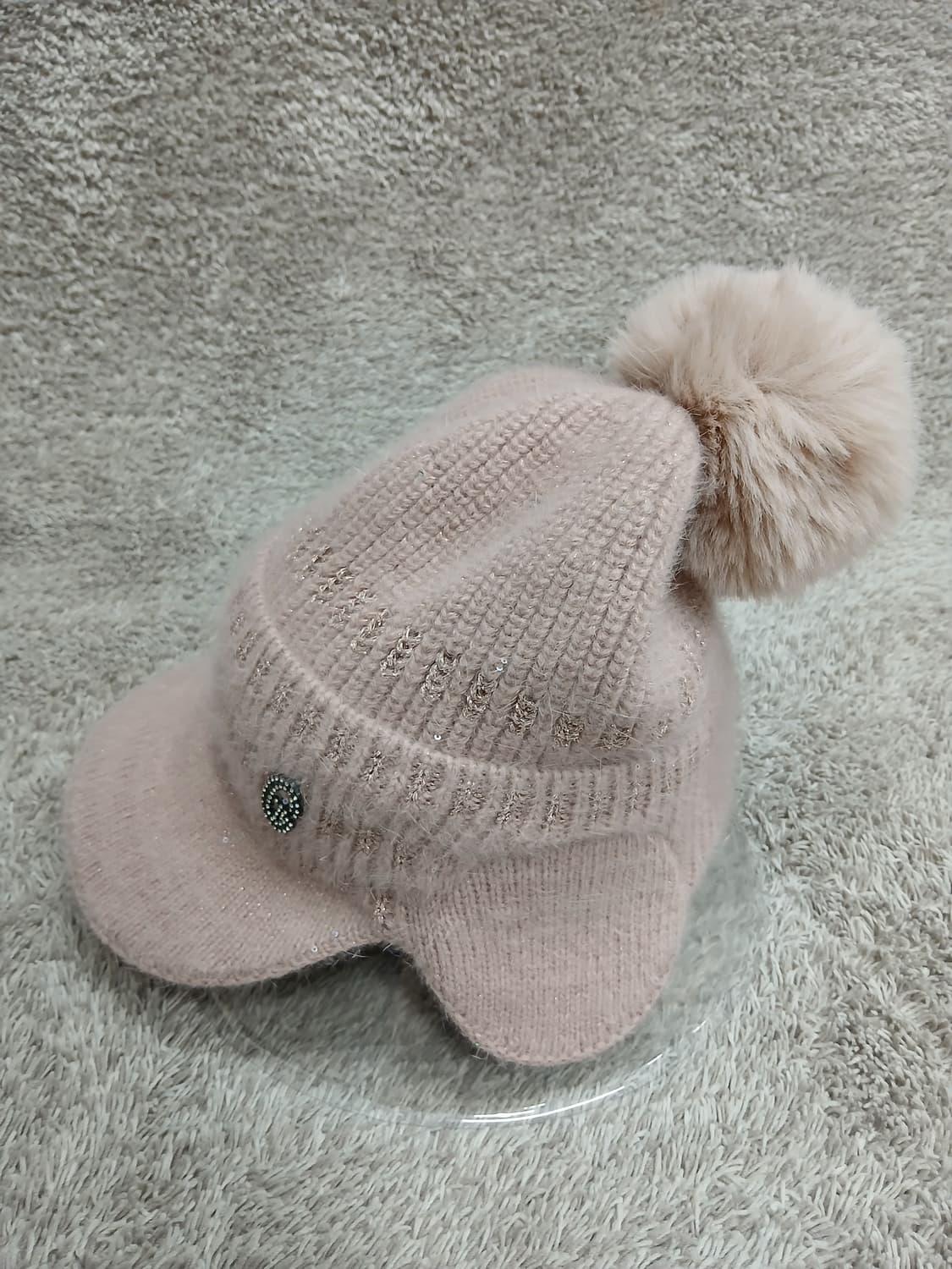 반짝반짝 앙고라 니트핑크 털모자 새제품 상품이미지2