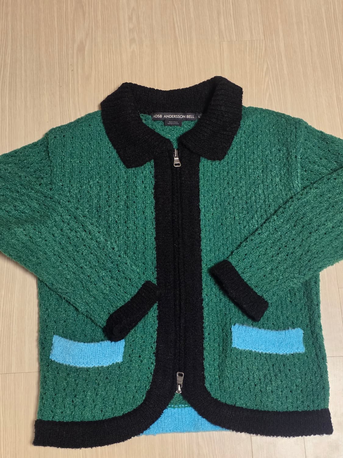 [L] 앤더슨벨 엘라스 컬러 블럭 가디건 상품이미지2
