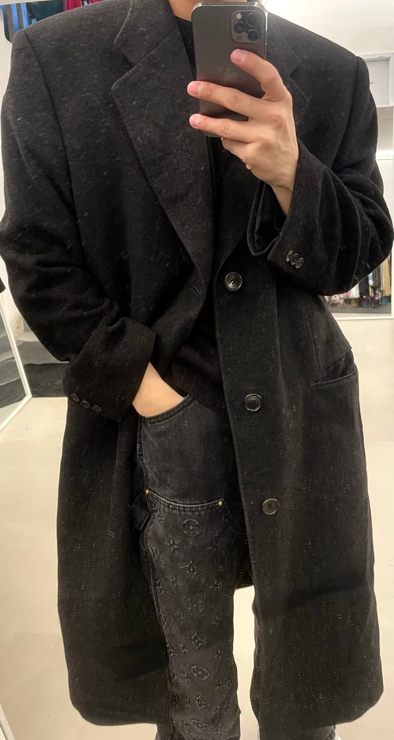 캐시미어 100 차콜 롱코트 상품이미지1