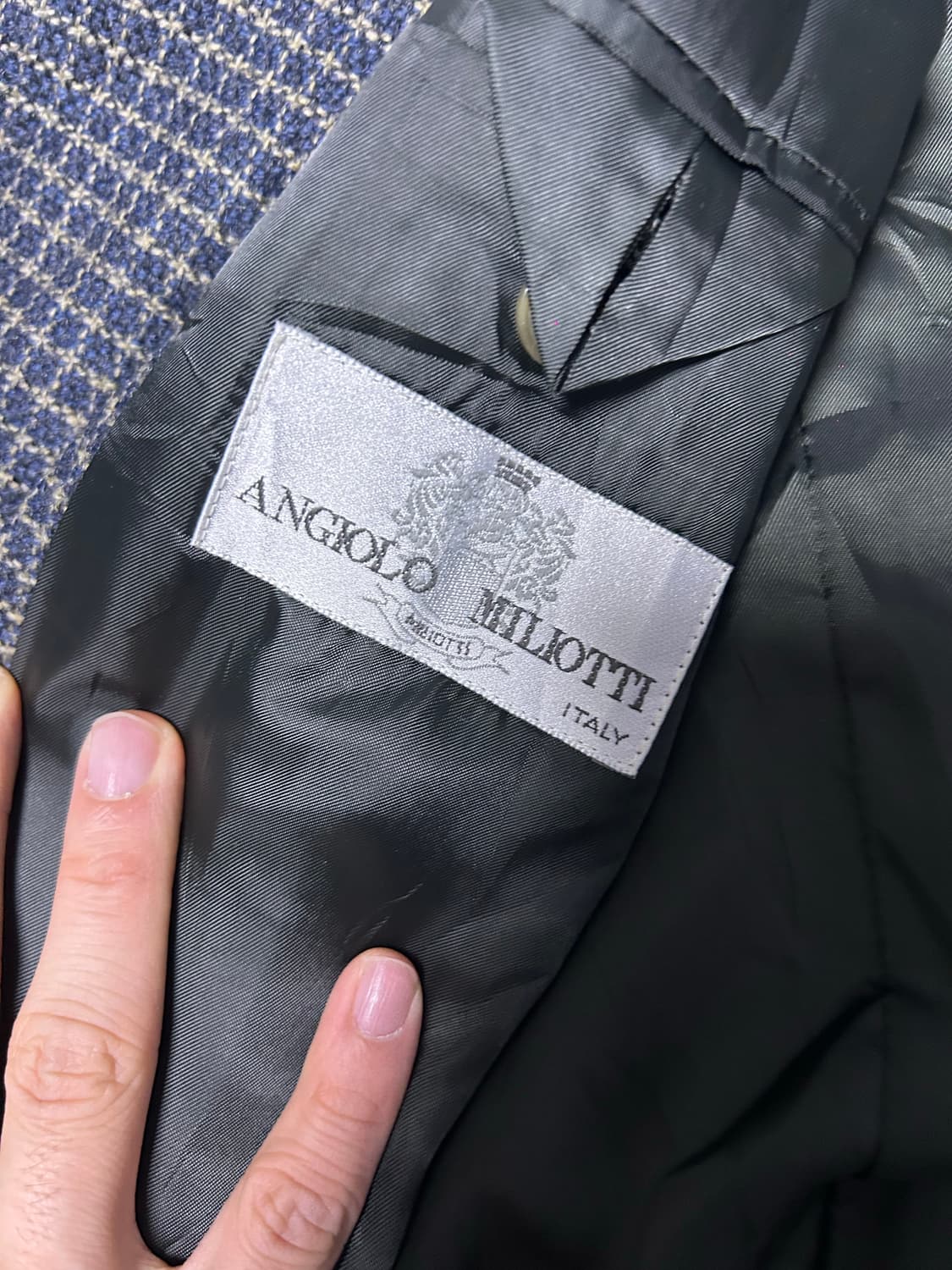 앙고라 혼방 체크 울 블레이저 사이즈 105 상품이미지4