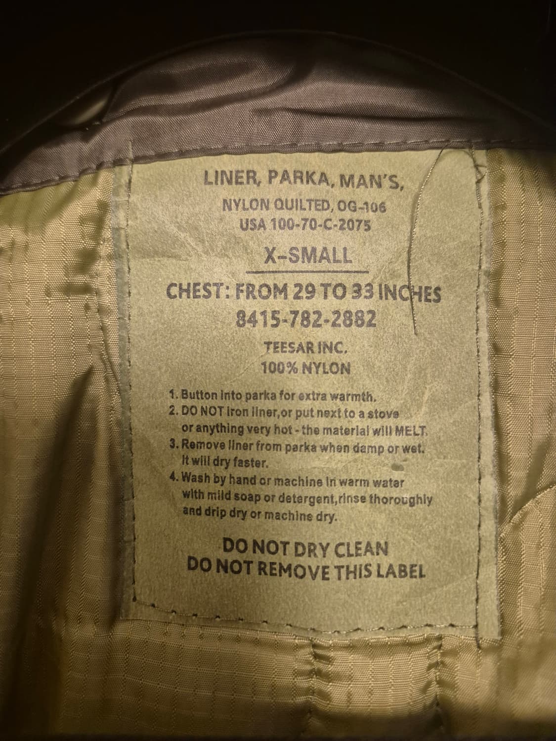 밀텍 m65 개파카 xs 상품이미지3