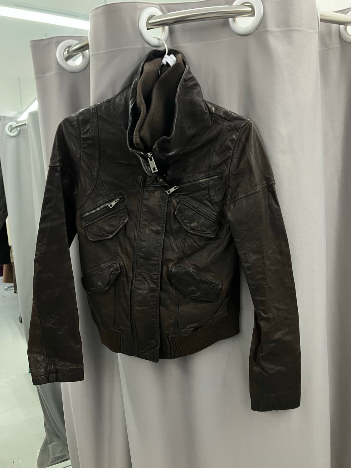 브라운 에이징 빅카라 양가죽 자켓 상품이미지1