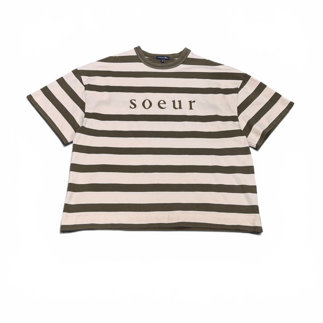 36 쉐르 SOEUR 카키 스트라이프 반팔티 상품이미지1
