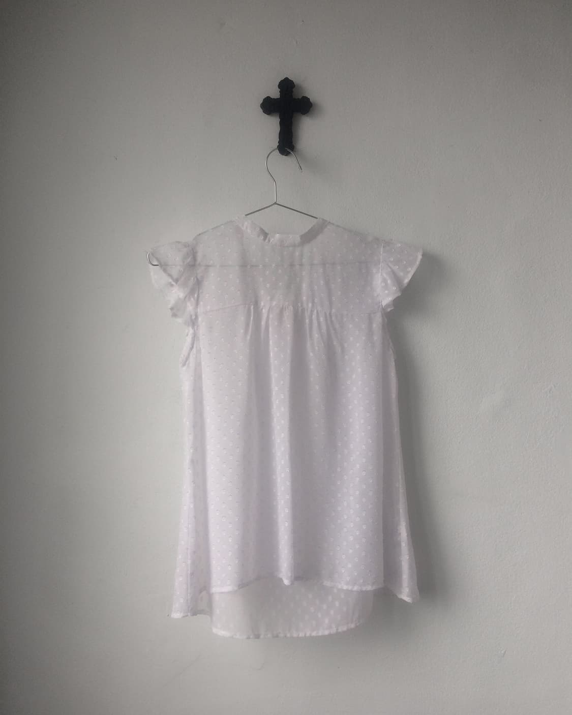 Dot pattern tied see through blouse 상품이미지3