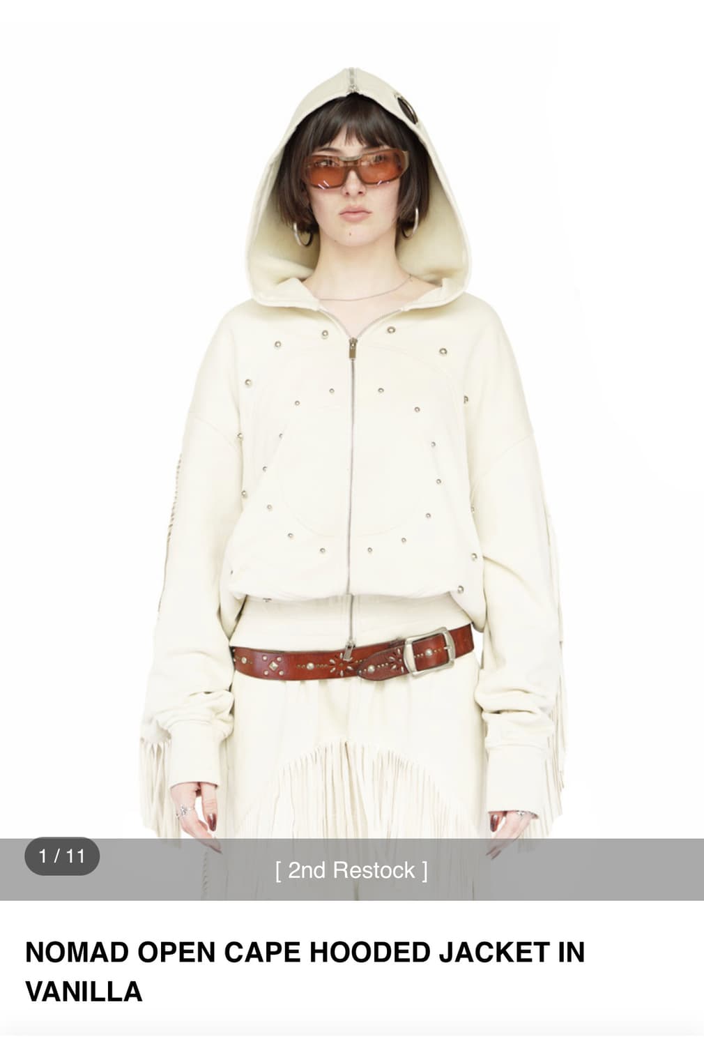 키묘 kimyo 노마드 오픈 케이프 후디드 자켓 바닐라 태슬 후드집업 상품이미지1