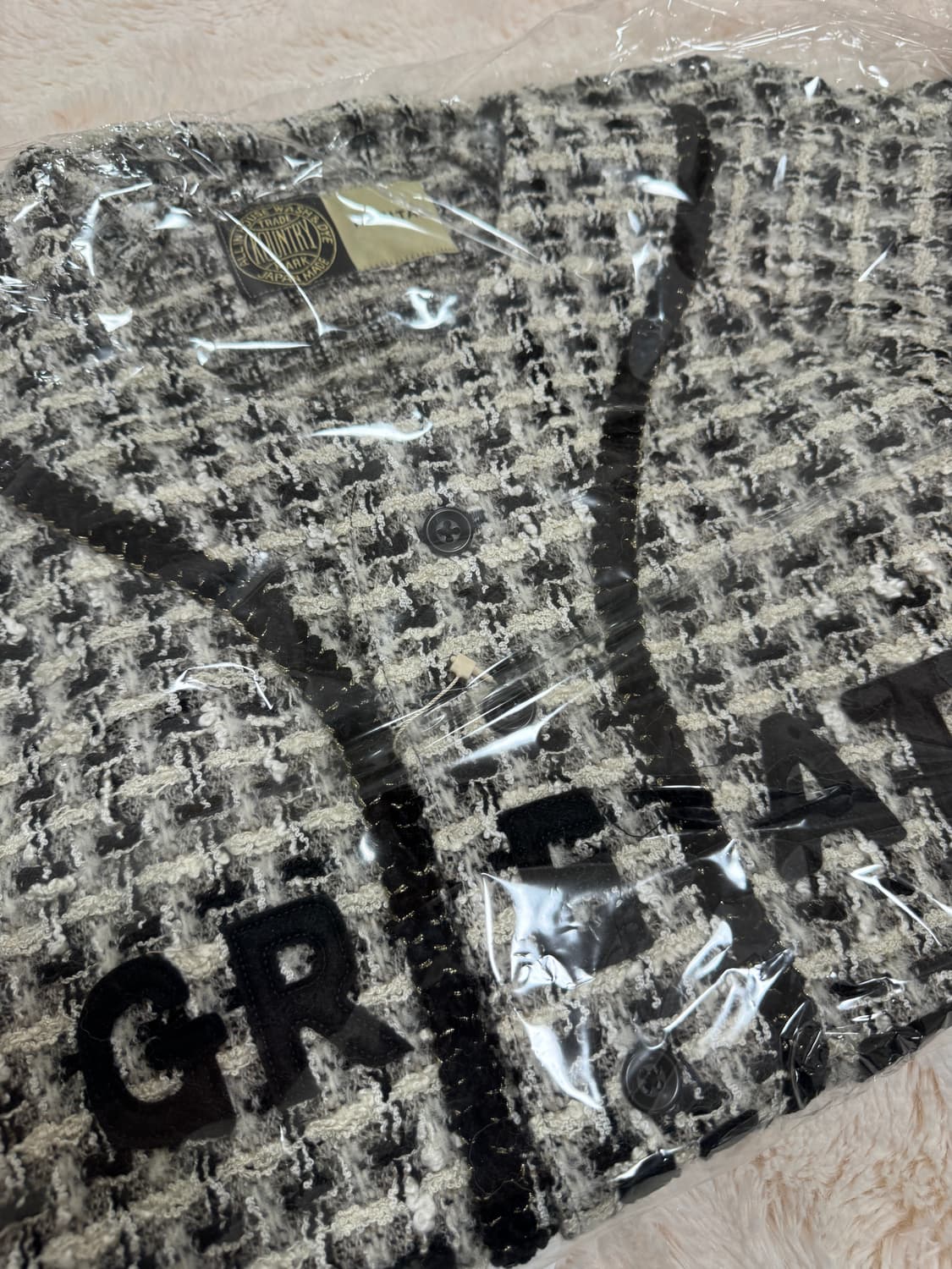 캐피탈 팬시 트위드 베이스볼 자켓 화이트 블랙(2) 상품이미지3