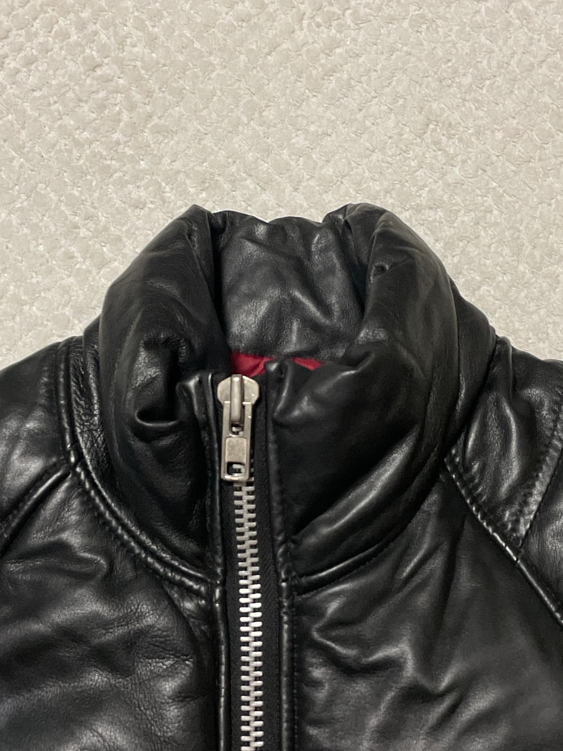 [52] NUDE 누드 웨스턴 무드 램스킨 양가죽 바이커 패딩 자켓 상품이미지4