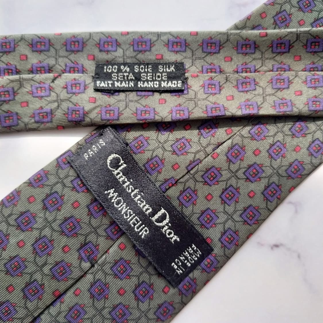 크리스찬 디올 실크 다크그린 패턴 넥타이 8.3cm B등급 K2437
 상품이미지7