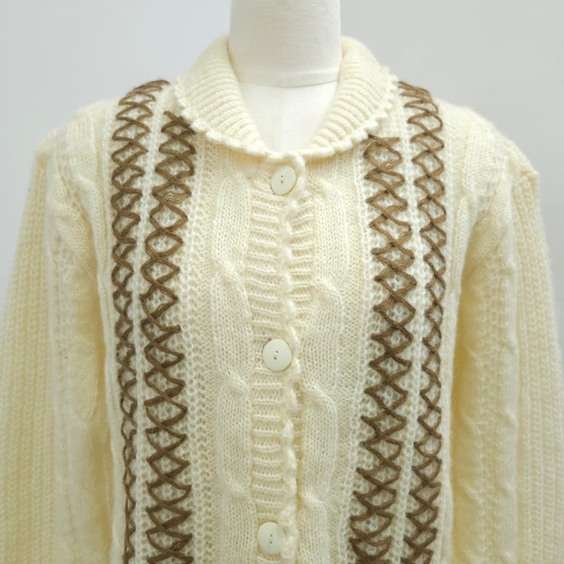 모혼방 아이보리 뜨개 니트 가디건 상품이미지2