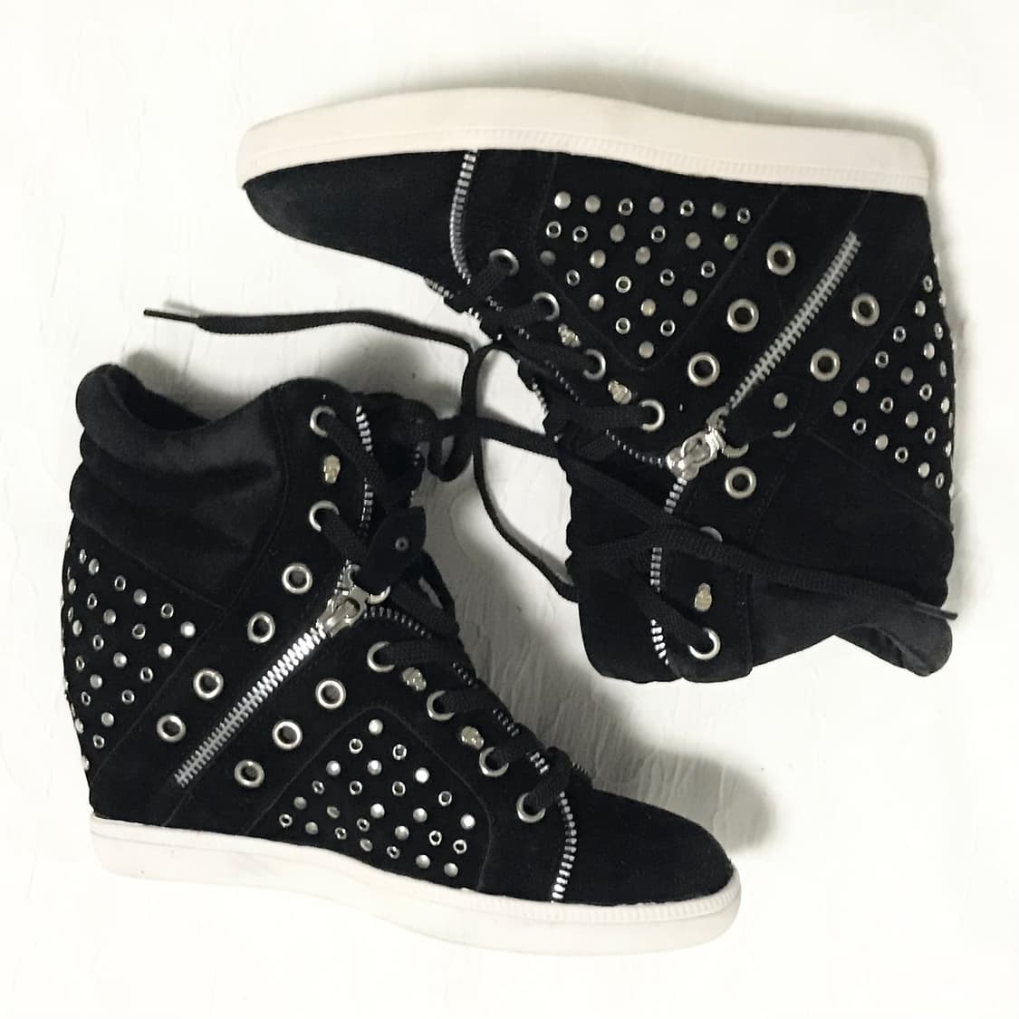 빈티지 00s 펑크 스터드 지퍼 디테일 웨지힐 스니커즈 240 상품이미지4