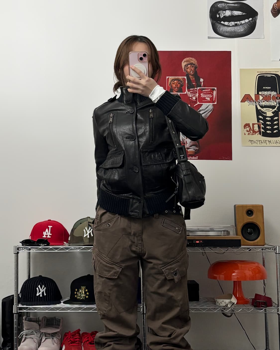 올드 빈티지 리얼 램스킨 하이넥 블루종 상품이미지4