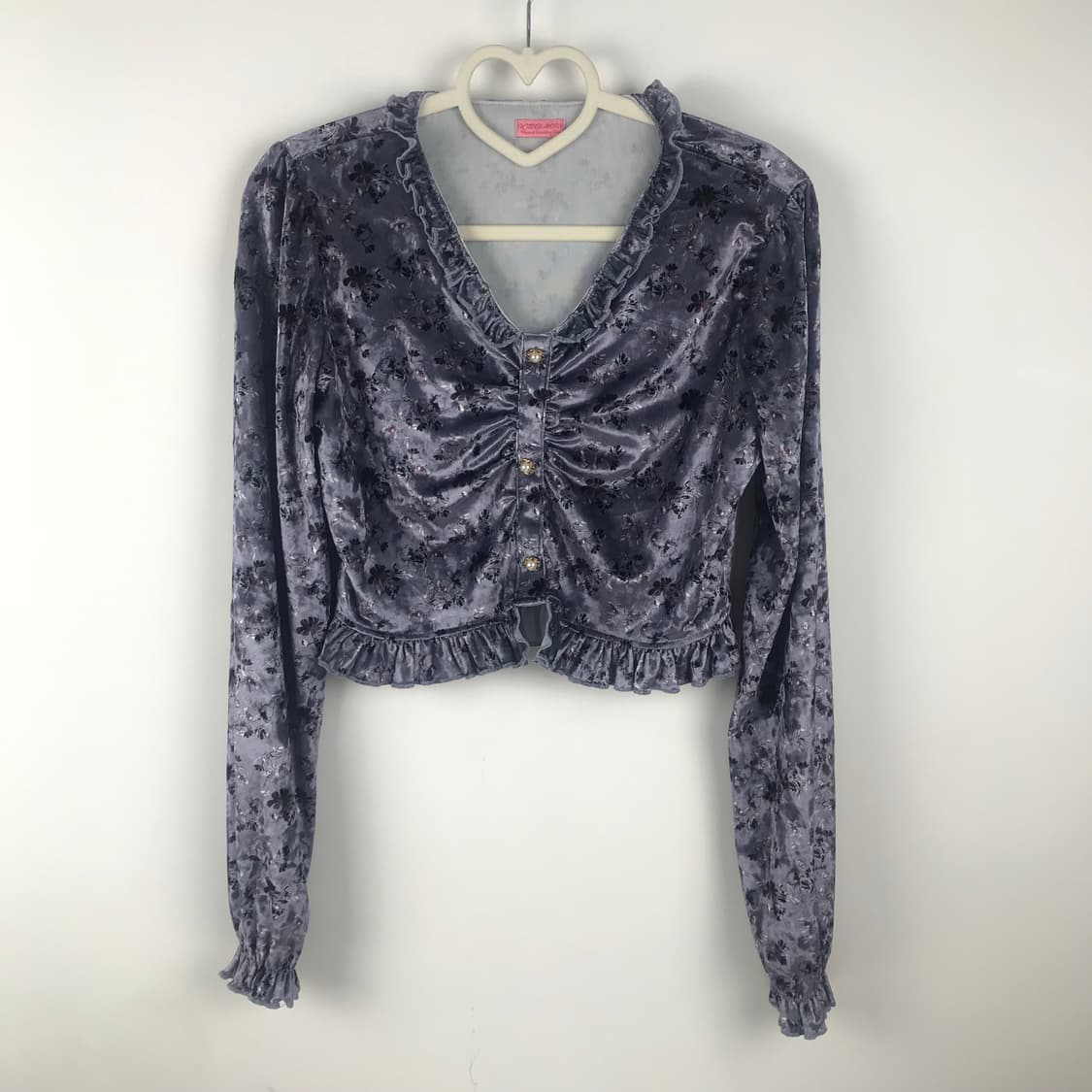 라벤더 플로럴 벨벳 셋업 크롭블라우스 보라색스커트세트 빈티지모리걸원피스 상품이미지7