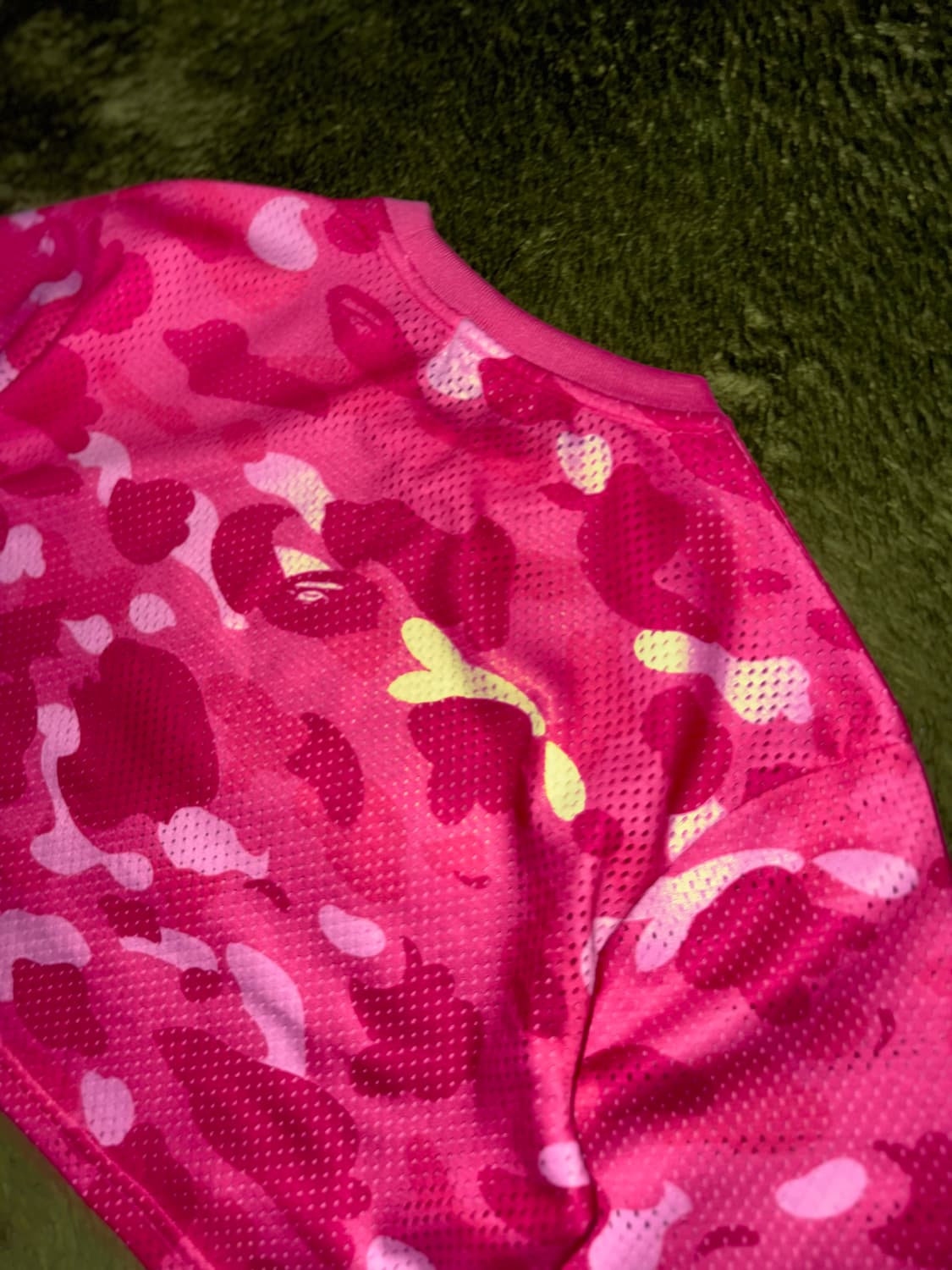 [XS] 베이프 로고 프린트 우먼즈 메쉬 탑 핑크 카모 상품이미지9