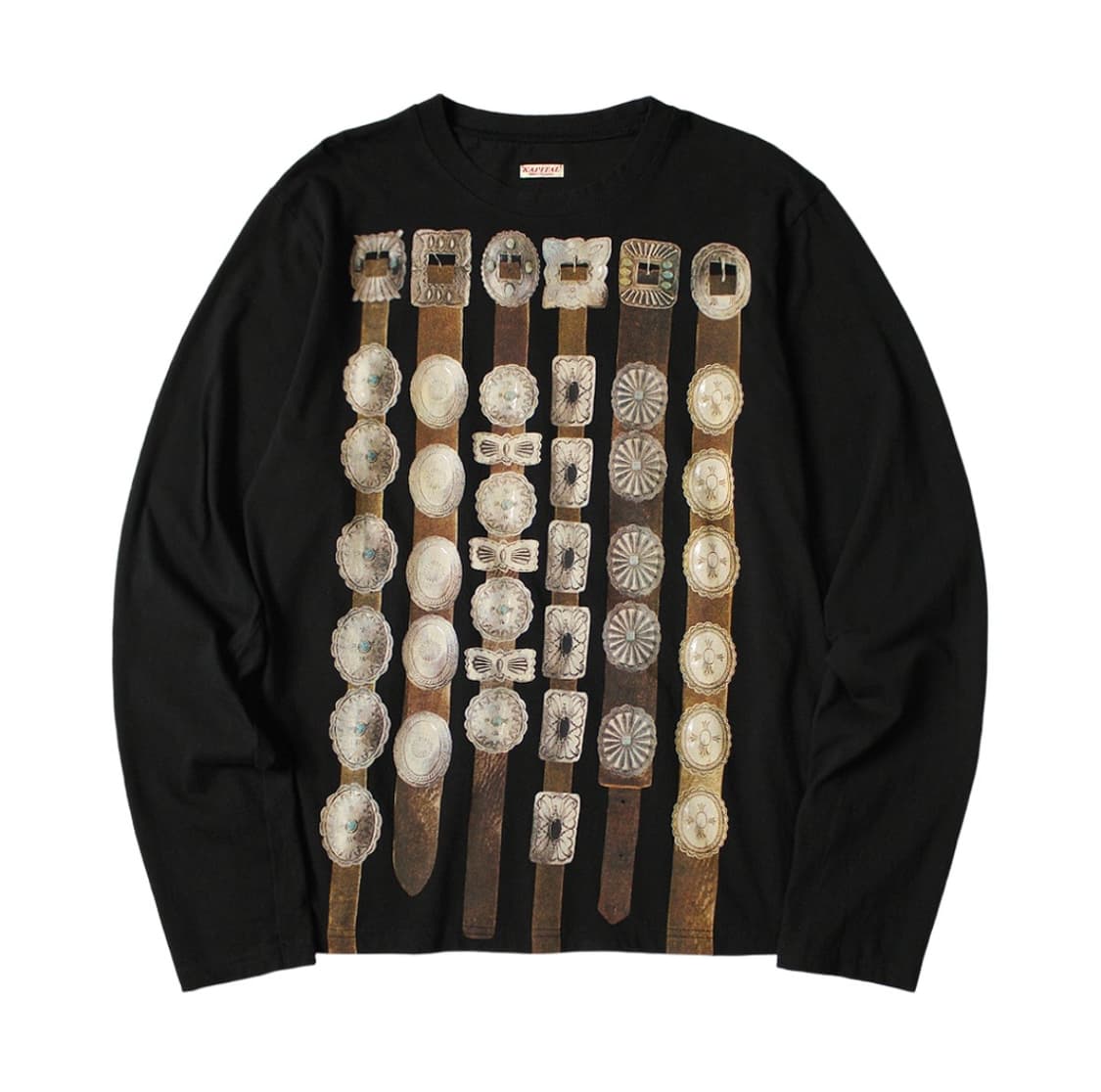 캐피탈 20 커튼 콘초 프린트 저지 크루 롱 티셔츠 블랙 상품이미지1