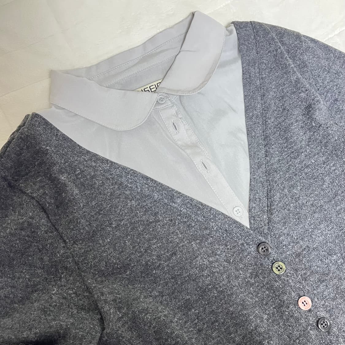 코이세이오 레이어드 셔츠 가디건 다크 그레이 상품이미지2