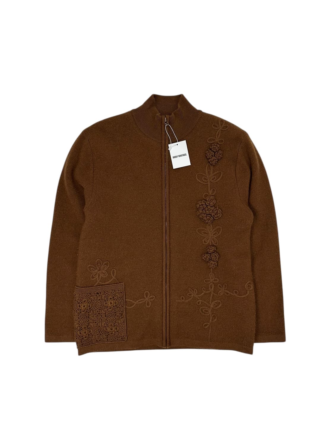 Embroidery Wool Zip Knit Jacket 상품이미지1