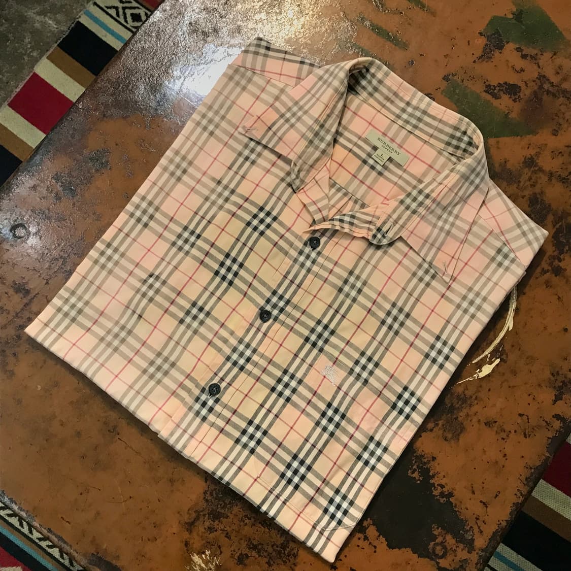 버버리 베이지 노바체크 코튼 셔츠 남성 110 사이즈 상품이미지1