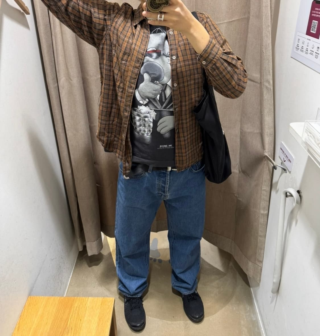 꼼데가르송 옴므 90s 체크 셔츠 브라운 상품이미지3