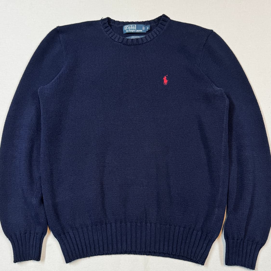 S) 폴로 랄프로렌 네이비 헤비코튼 라운드넥 니트 상품이미지2