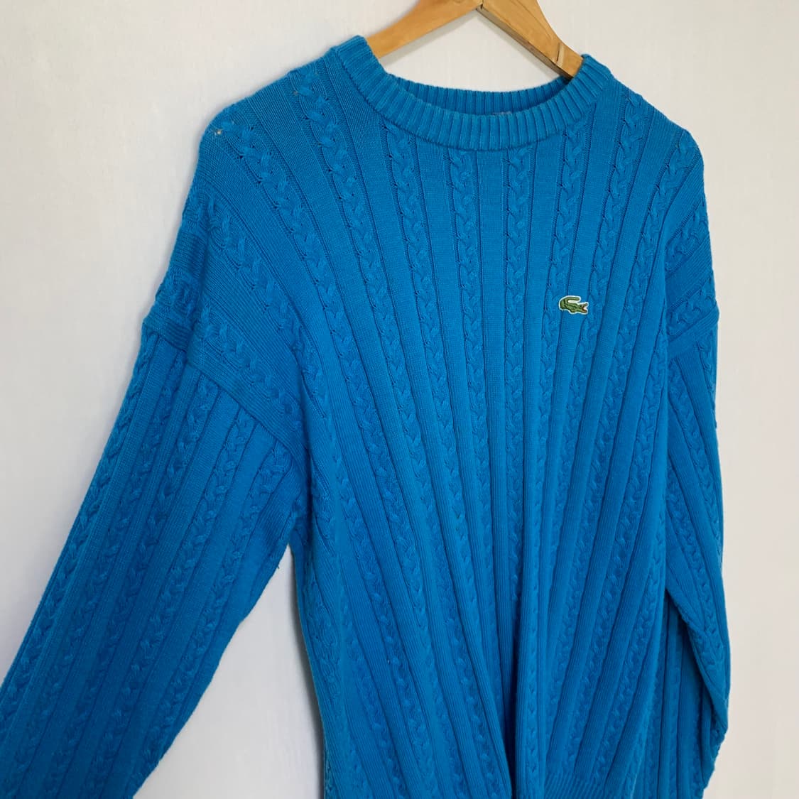 라코스테 라운드넥 케이블 니트 꽈배기 스카이블루 긴팔니트스웨터  상품이미지3