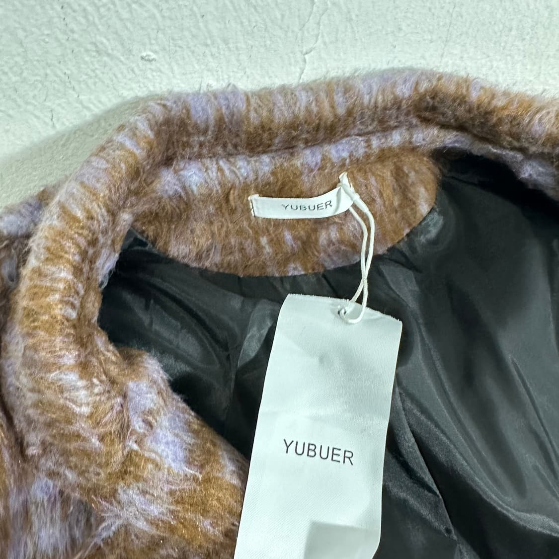 우먼FREE YUBUER 브라운 체크 헤어리 블레이저 상품이미지5