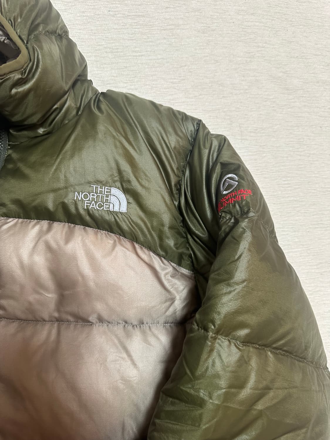 (M)노스페이스 빈티지 아콘 후디 다운 경량패딩 올리브 상품이미지3