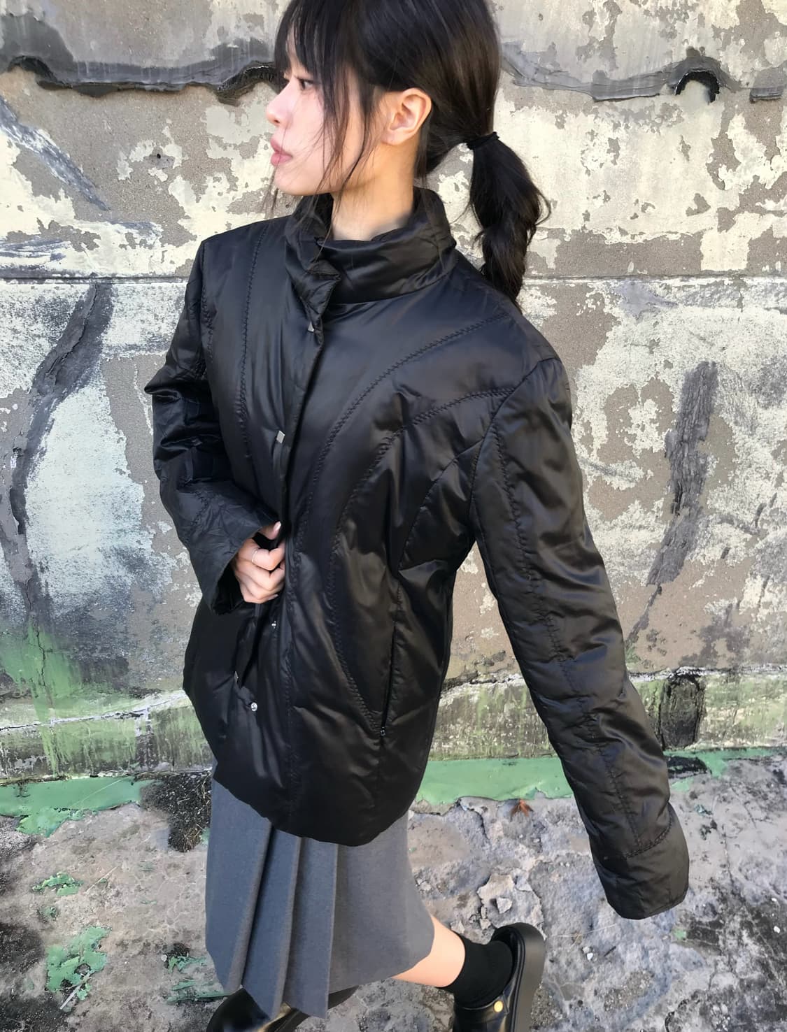 블랙 스티치 라이트 패딩 상품이미지5