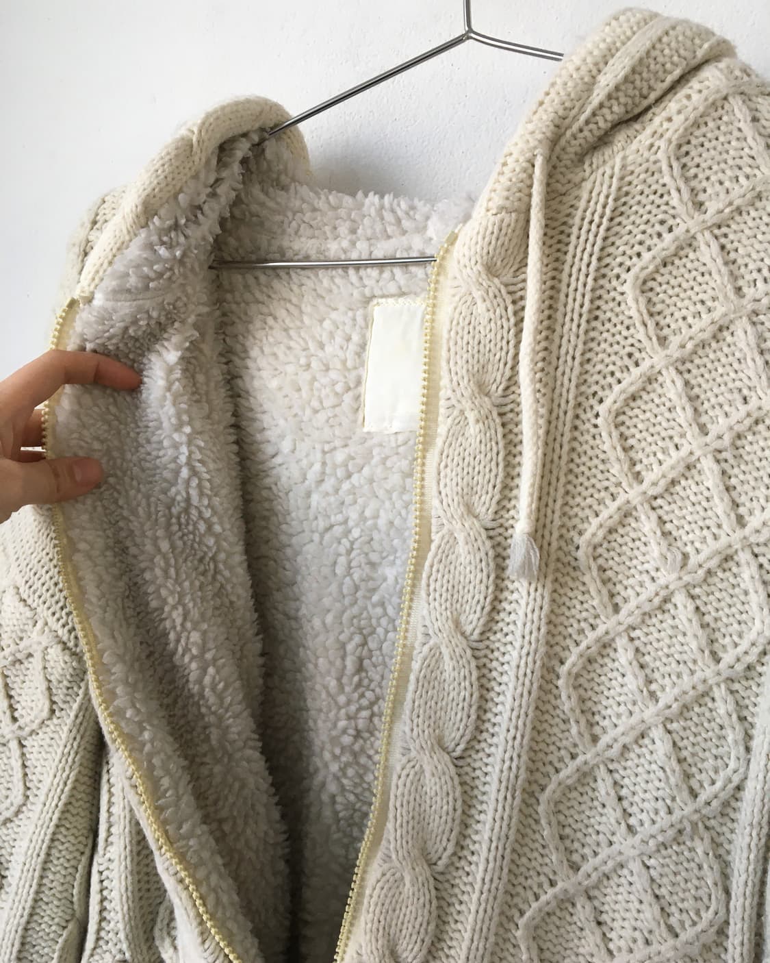 Cable knit hood zip up 상품이미지5