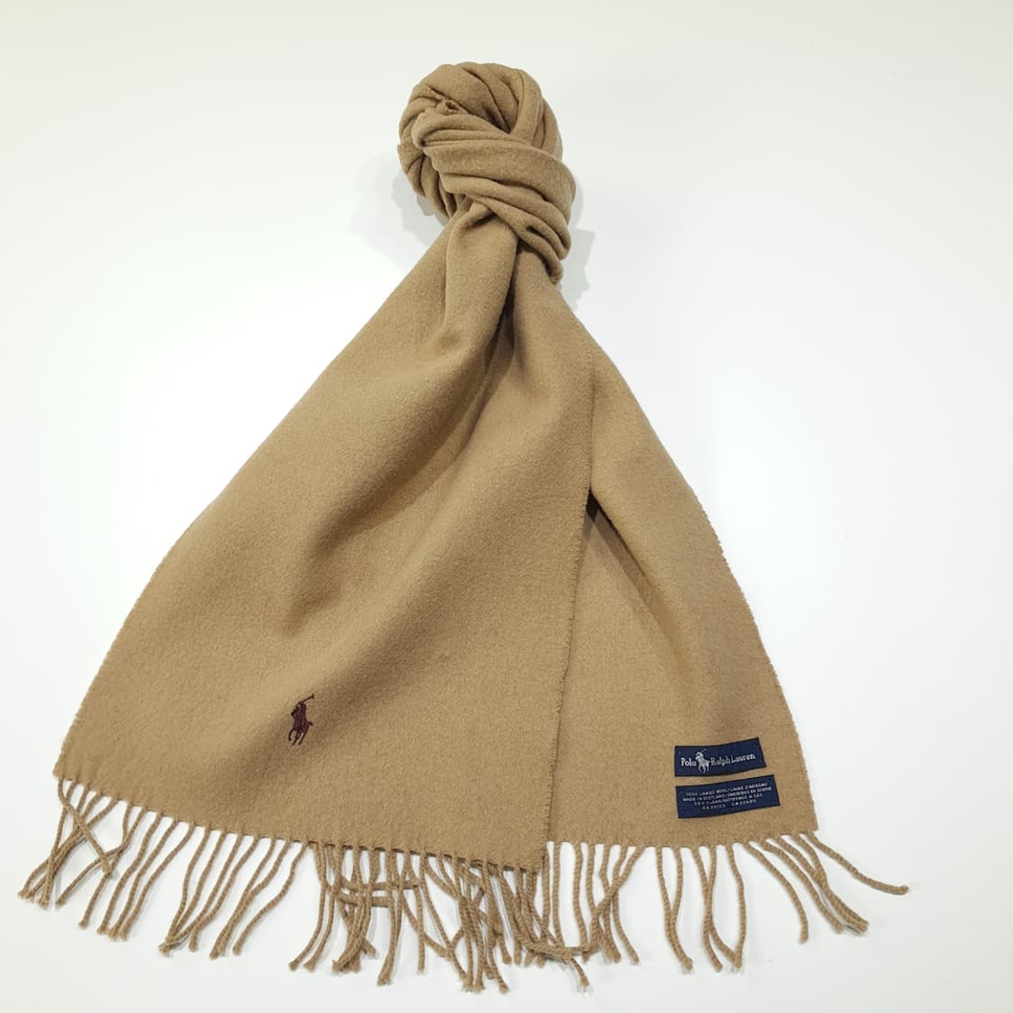 MX623 폴로 90s 스코틀랜드판 램스울 카멜 머플러목도리 상품이미지2