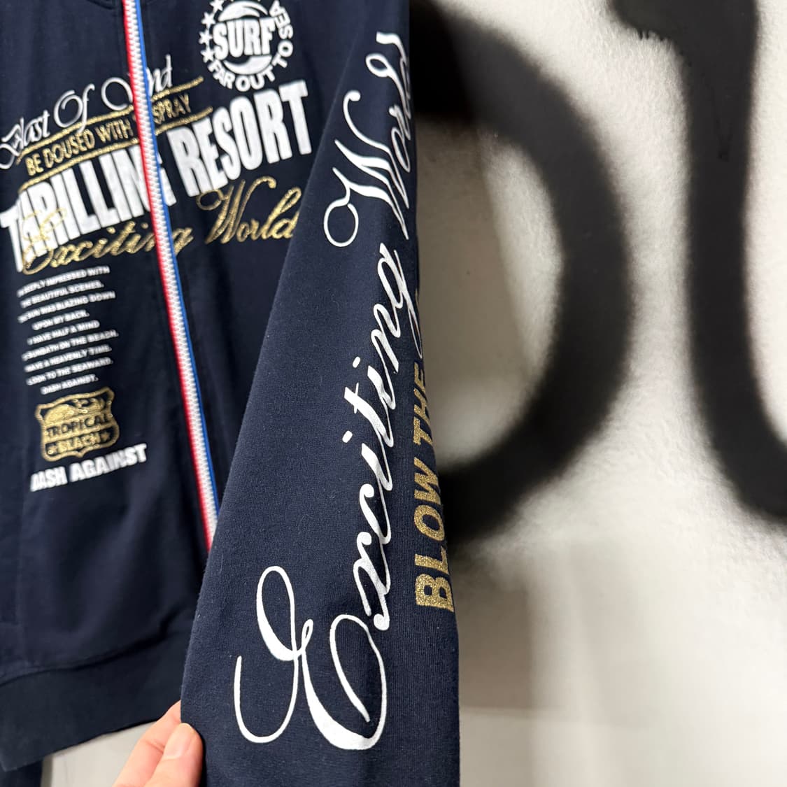 VTG 빈티지 y2k 멀티 프린팅 체크 안감 집업 후디 상품이미지4