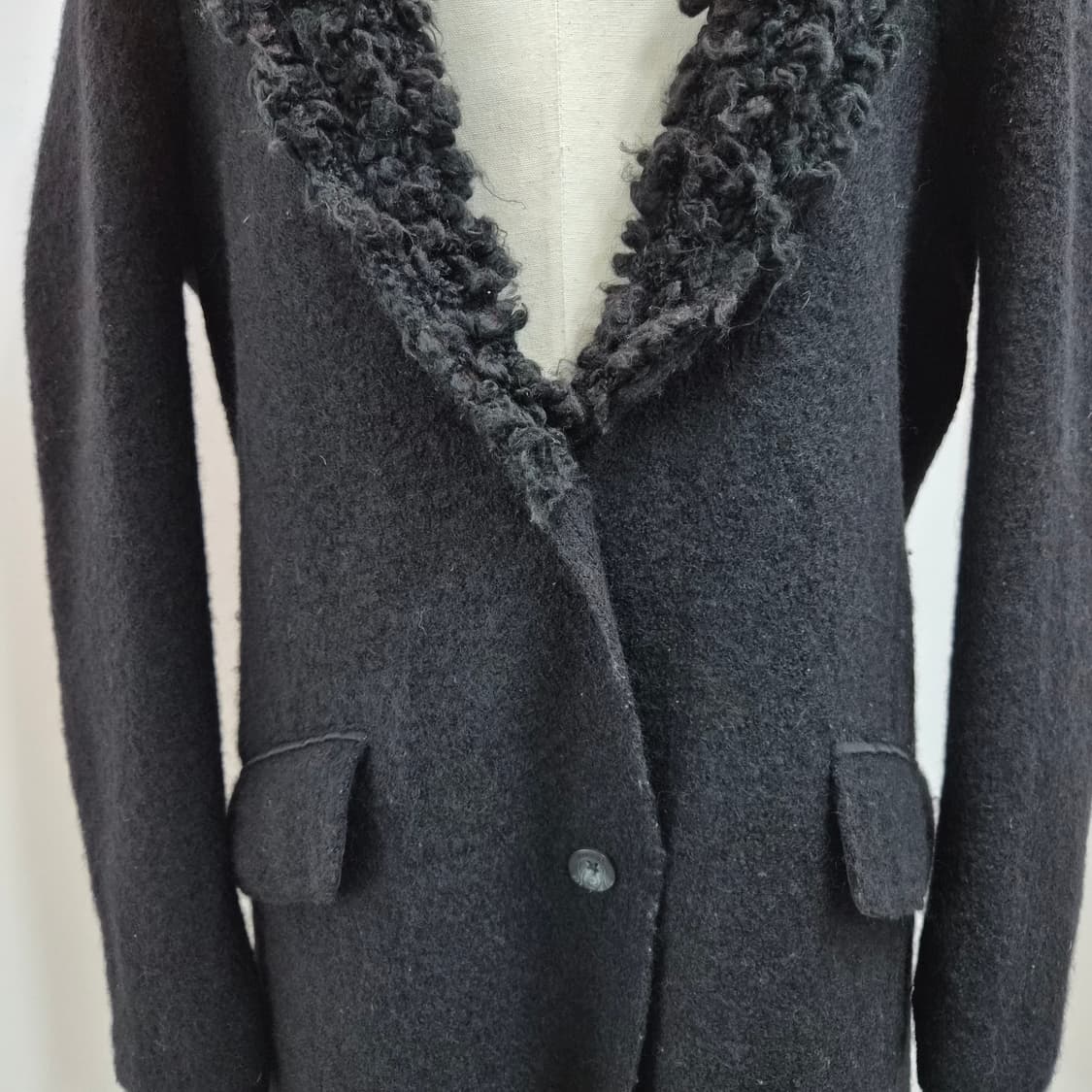 디젤 울100 블랙 셰어링 라펠 롱코트 상품이미지5